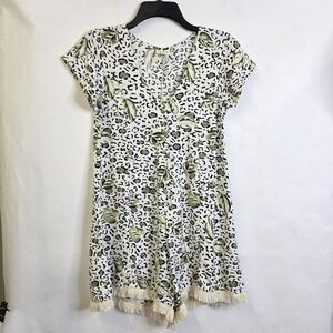 Zulu & Zephyr abstract print With fringes on the edges beach romper